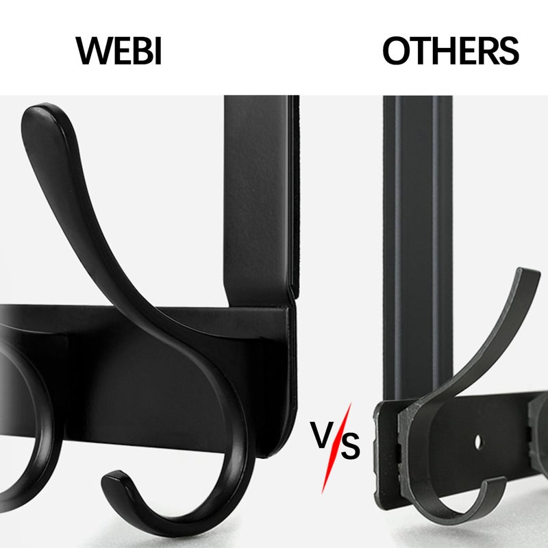 WEBI Over The Door Hooks for Hanging,Door Hanger,Over The Door Towel Rack Coat Rack Towel Hanger for Coats,Clothes,Bathroom,Black,2 Packs - Image 3